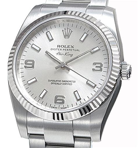 rolex air king white gold fluted bezel|rolex air king best buy.